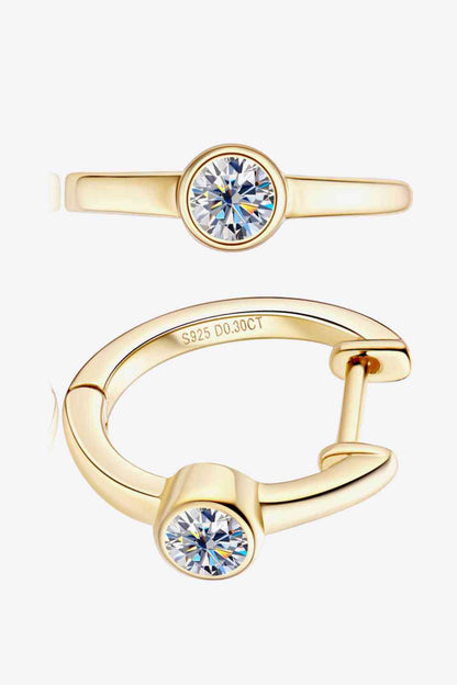 18k Gold-Plated Inlaid Moissanite Huggie Earrings