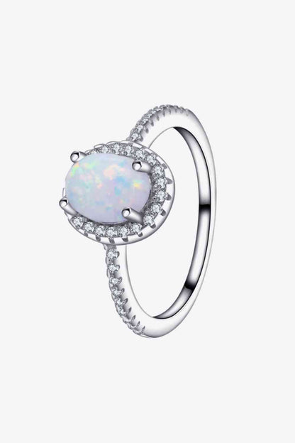 Opal 925 Sterling Silver Halo Ring