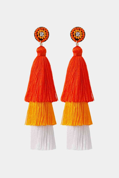 Baeds Detail Triple Layered Tassel Earring