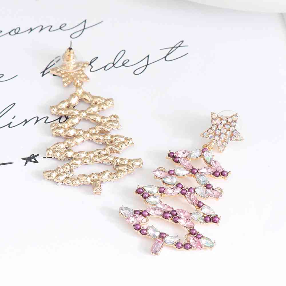 Christmas Tree Rhinestone Alloy Earrings