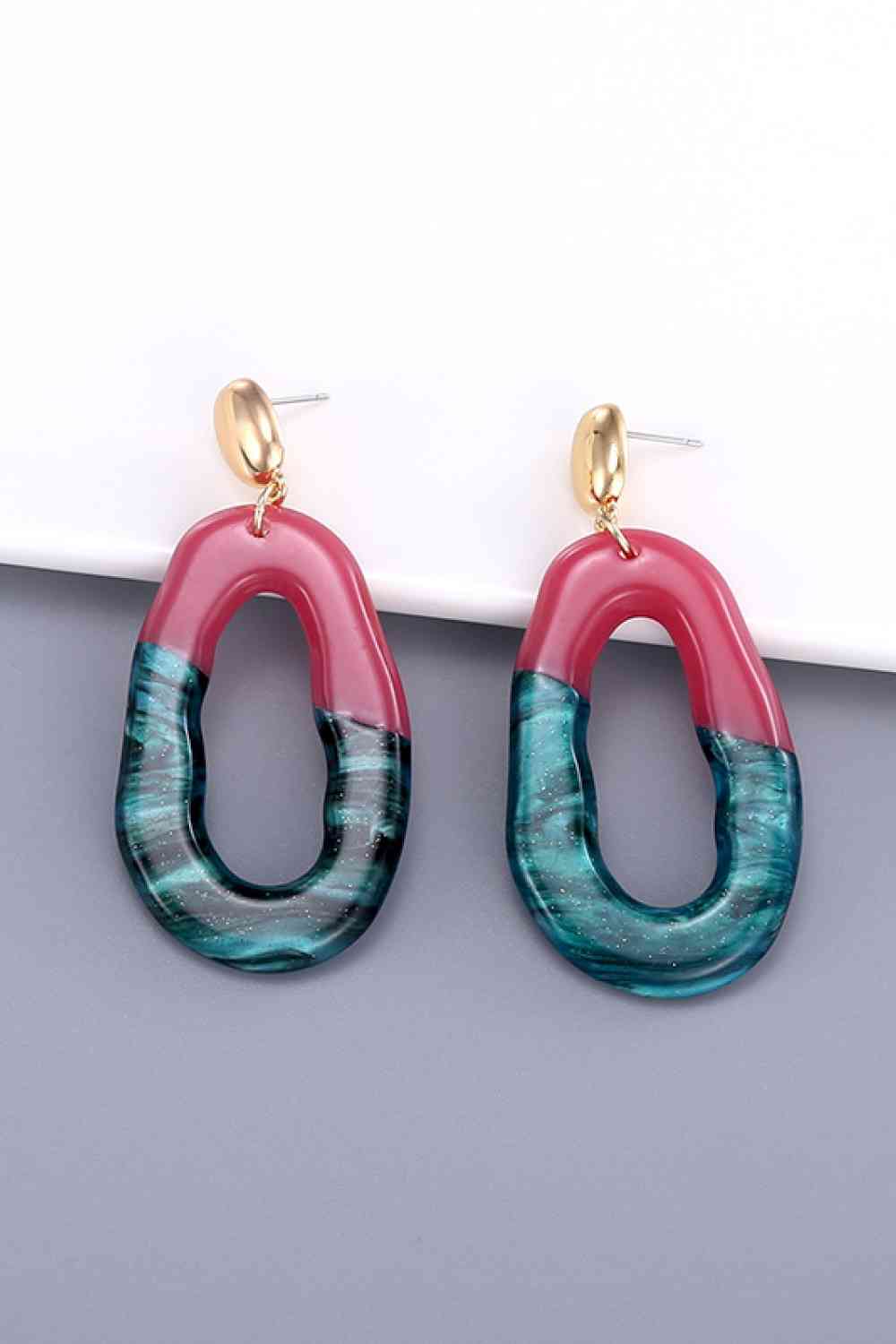 Contrast Geometric Drop Earrings