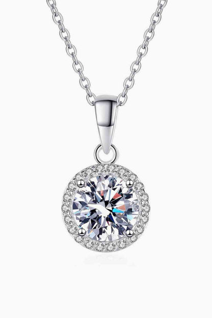 Adored Chance to Charm 1 Carat Moissanite Round Pendant Chain Necklace