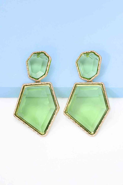 Geometrical Shape Zinc Alloy Frame Resin Dangle Earrings