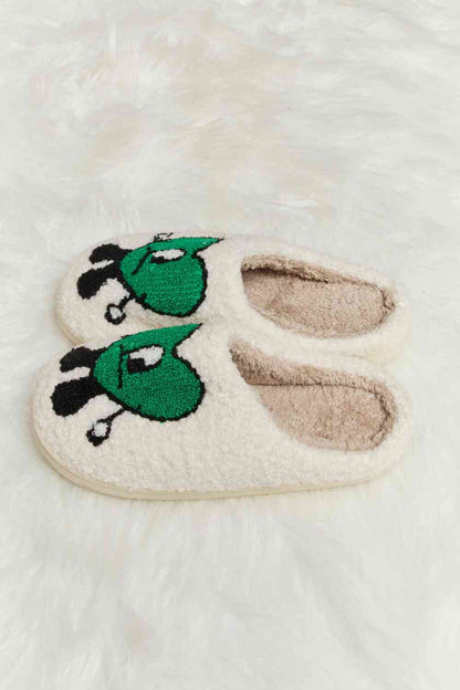 Melody Love Heart Print Plush Slippers