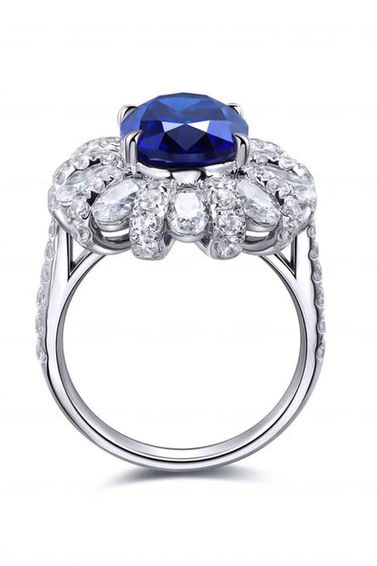 5 Carat Lab-Grown Sapphire Flower Shape Ring