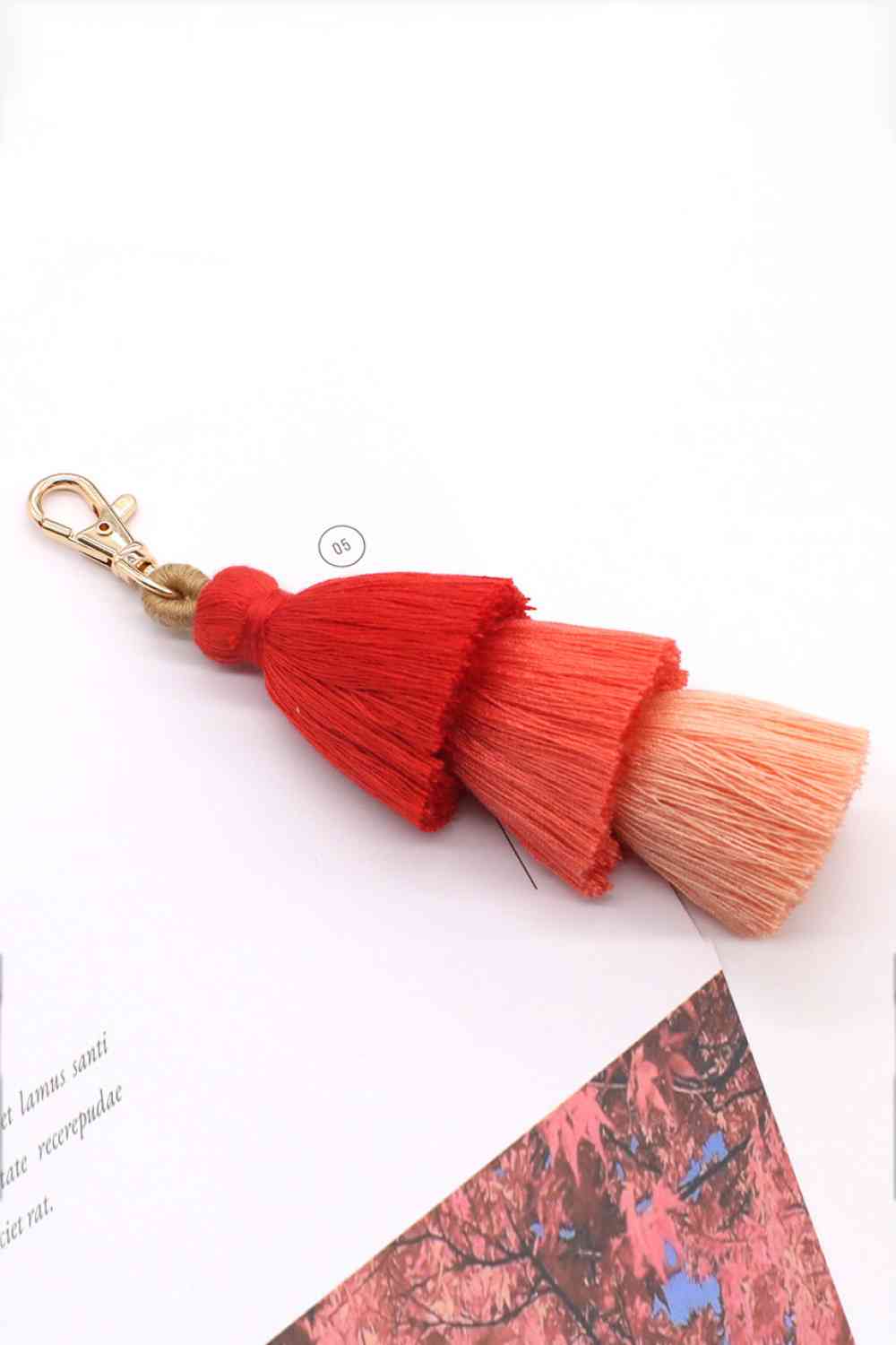 Assorted 4-Pack Multicolored Fringe Keychain