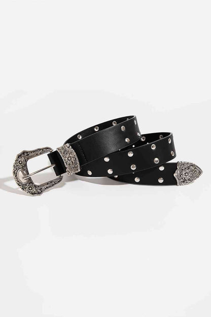 Double Row Studded PU Leather Belt