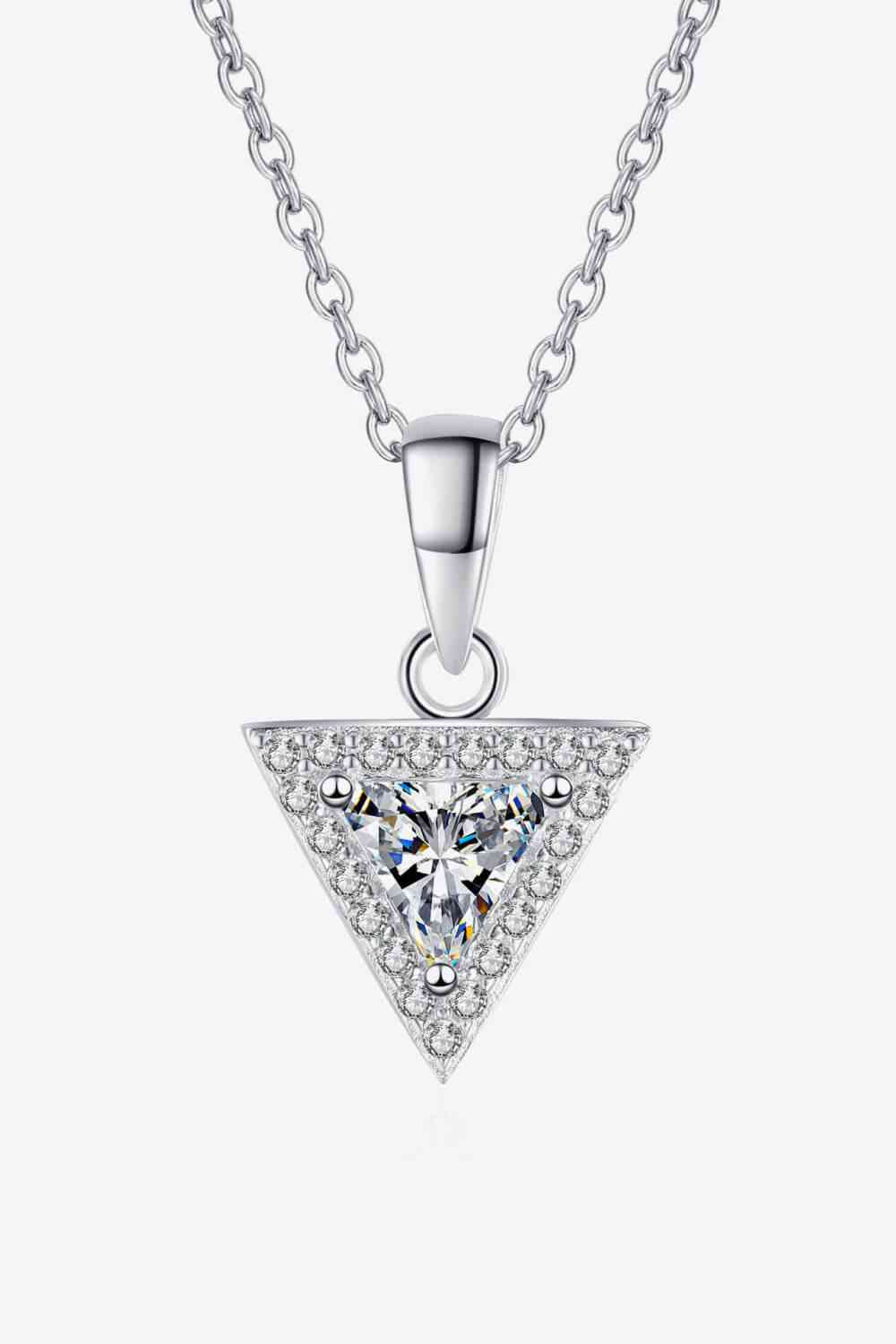 925 Sterling Silver Triangle Moissanite Pendant Necklace