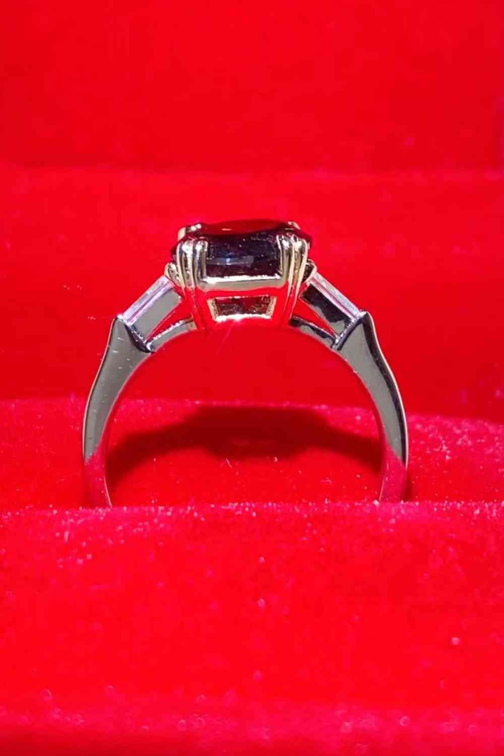 2 Carat Black Moissanite Platinum-Plated Ring