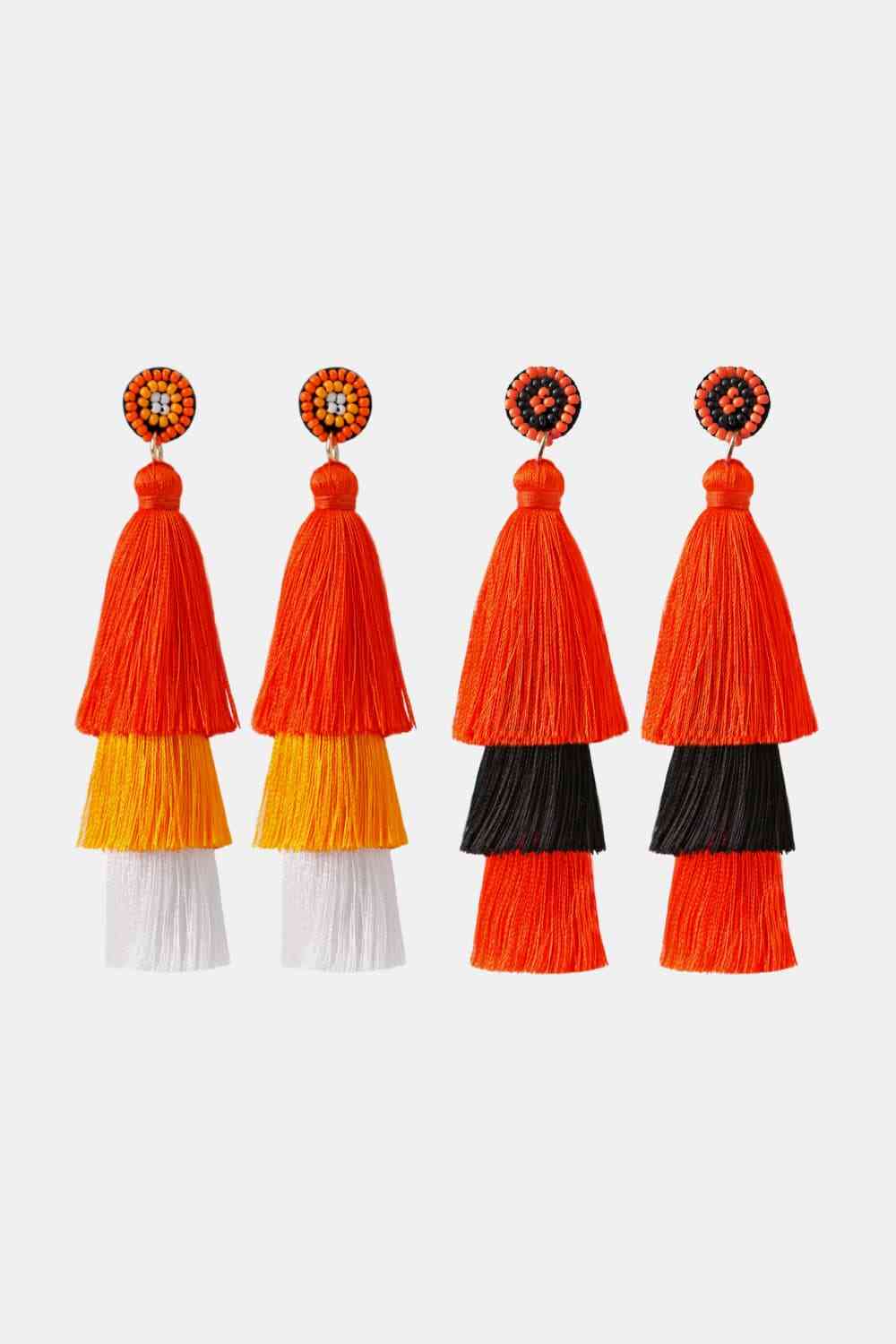 Baeds Detail Triple Layered Tassel Earring