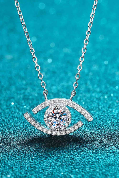 Moissanite Evil Eye Pendant 925 Sterling Silver Necklace