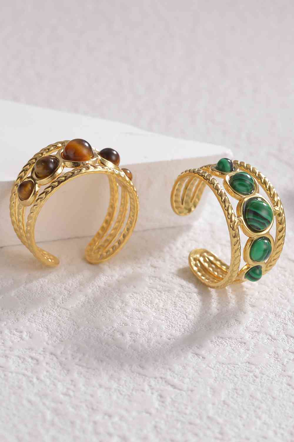 18K Gold Plated Nature Stone Open Ring