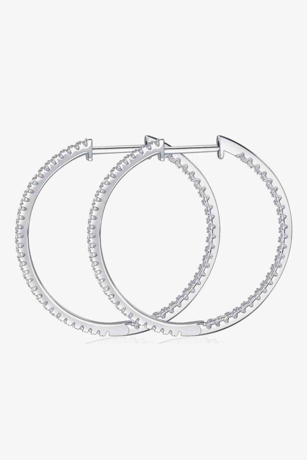 Adored Inlaid Moissanite 925 Sterling Silver Hoop Earrings