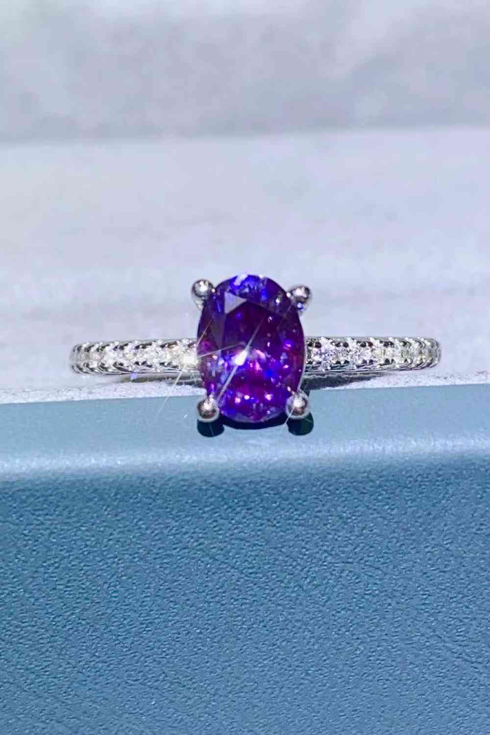 1 Carat Purple Moissanite 4-Prong Ring