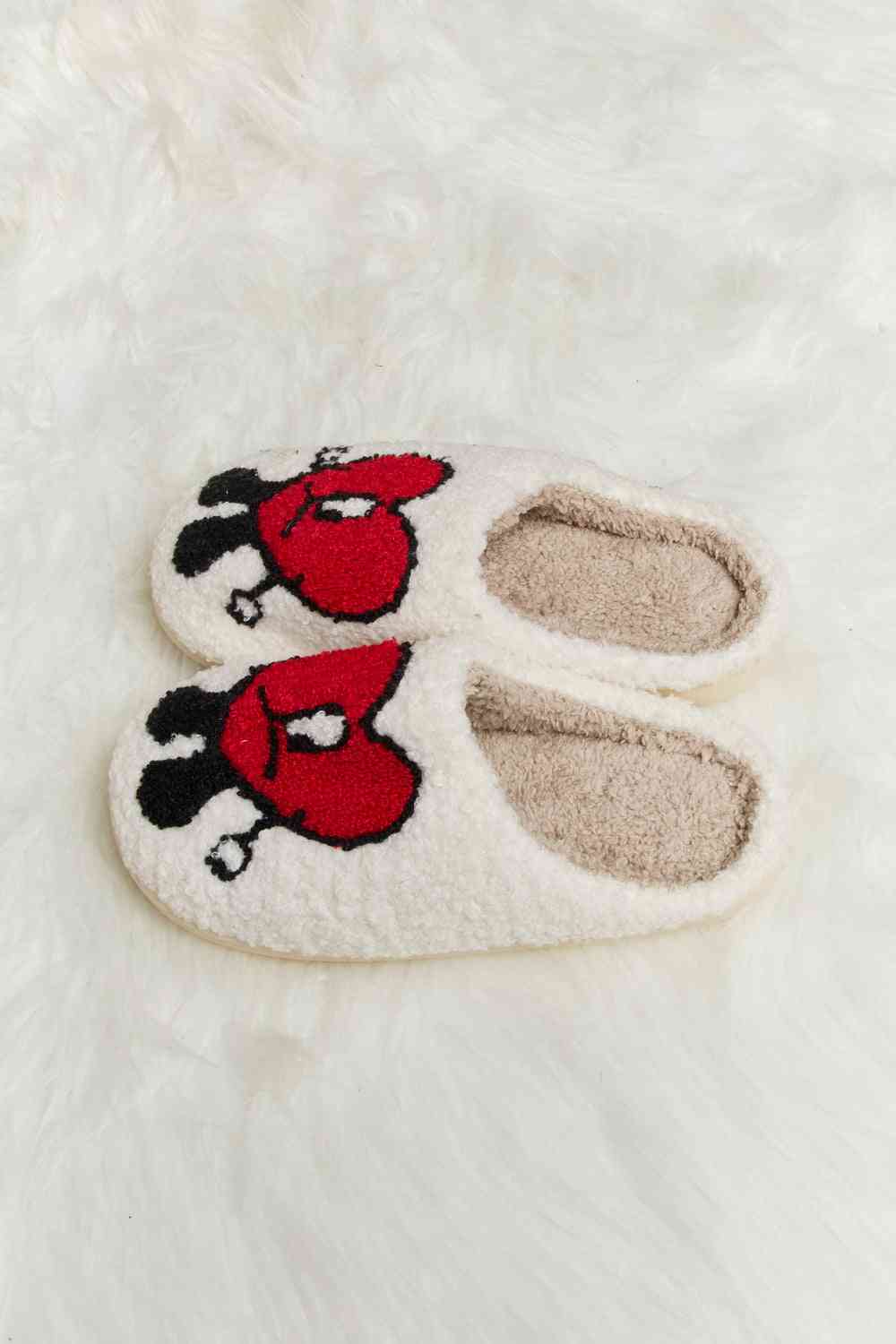 Melody Love Heart Print Plush Slippers