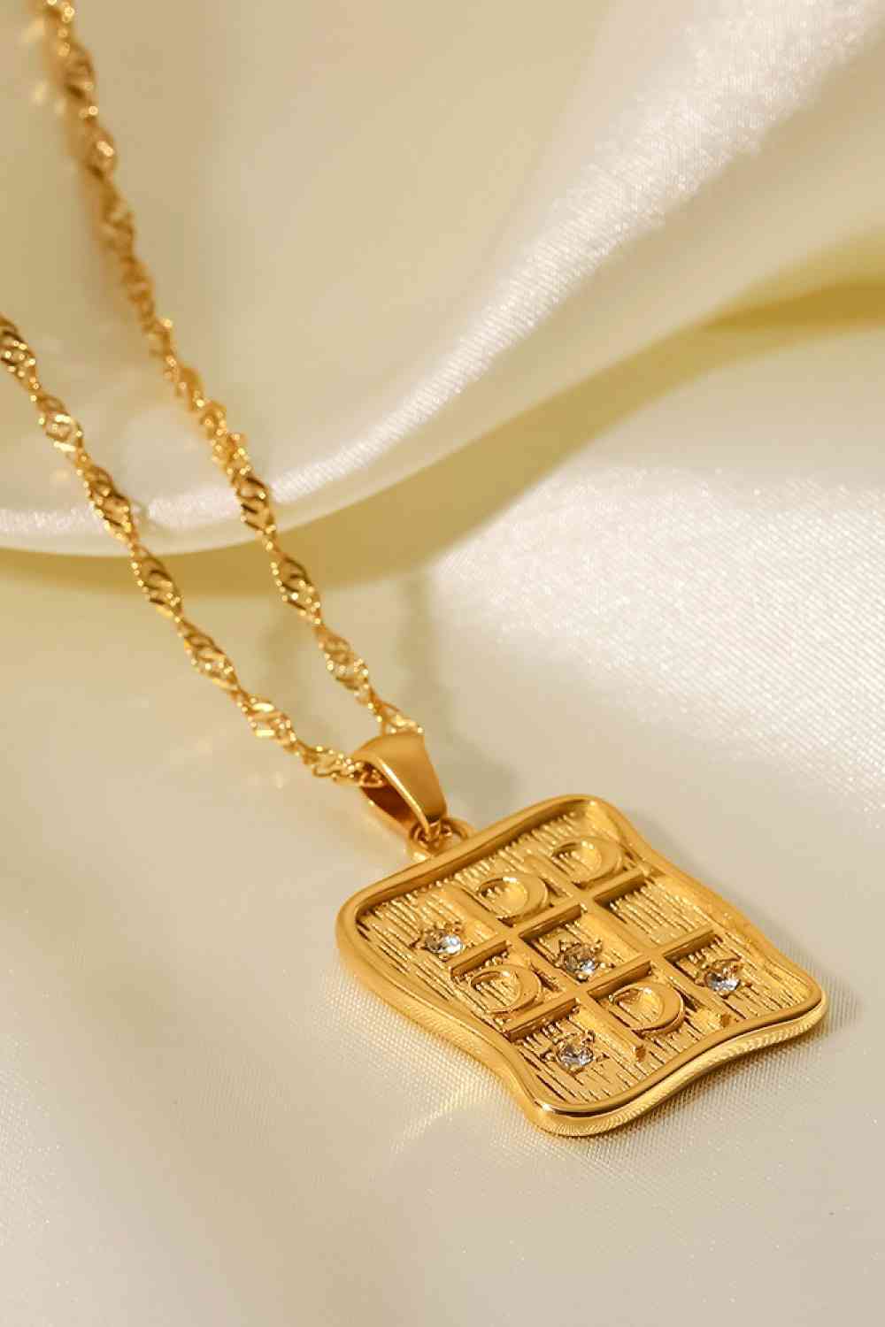 Cubic Zirconia Geometric Pendant Necklace