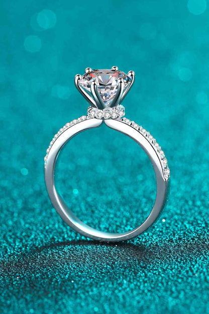 925 Sterling Silver 2 Carat Moissanite Ring