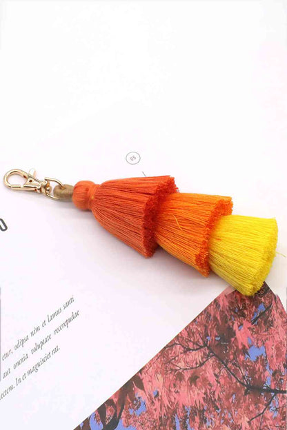 Assorted 4-Pack Multicolored Fringe Keychain