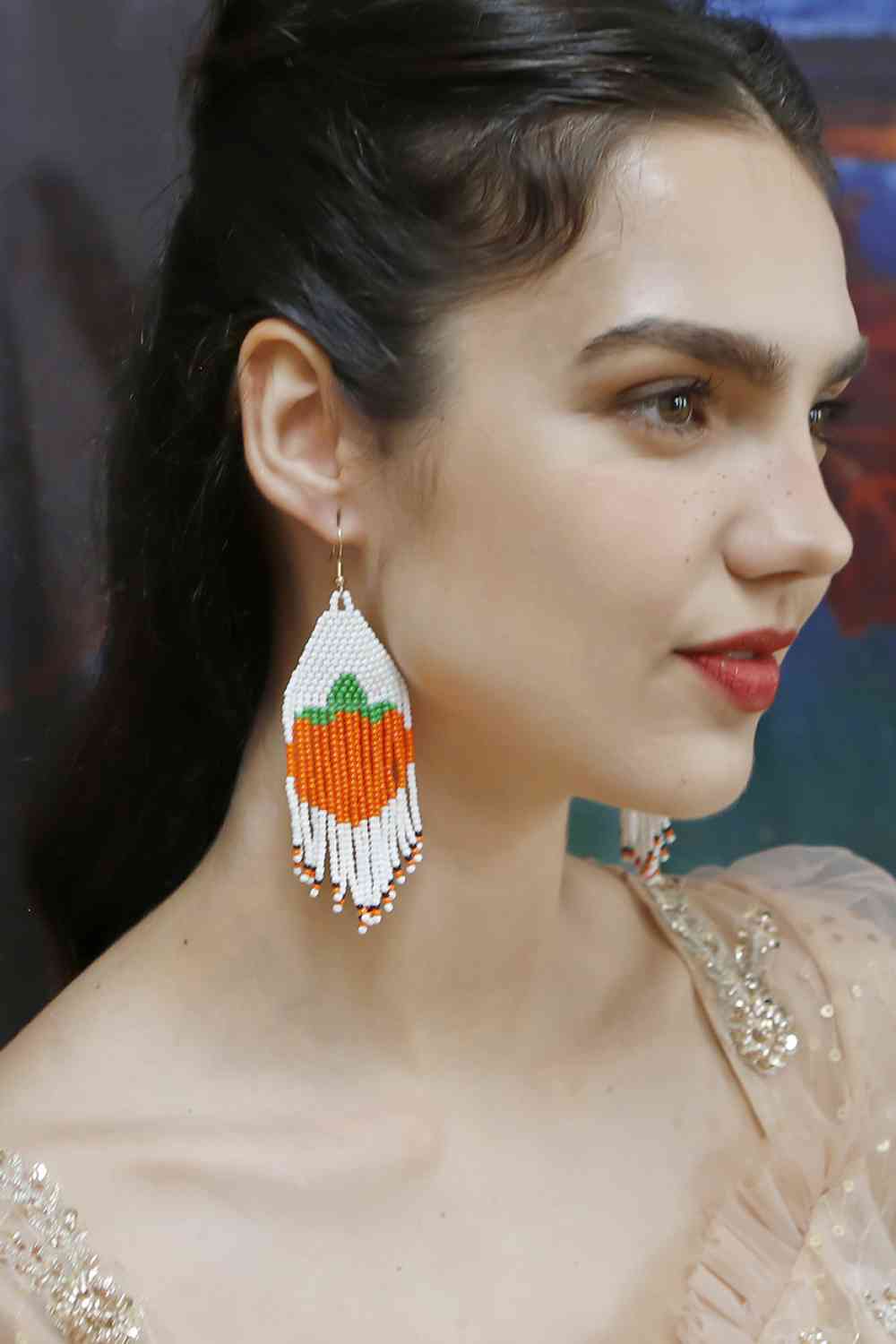 Beaded Fringe Dangle Earring