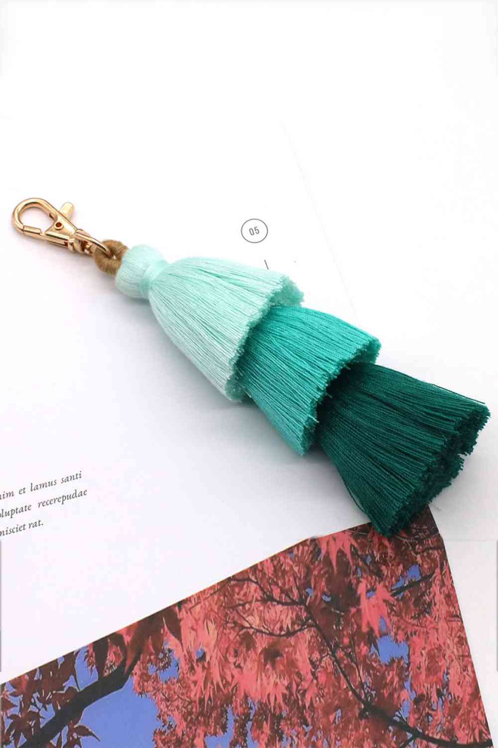 Assorted 4-Pack Multicolored Fringe Keychain