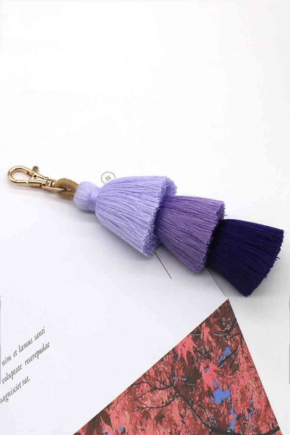 Assorted 4-Pack Multicolored Fringe Keychain