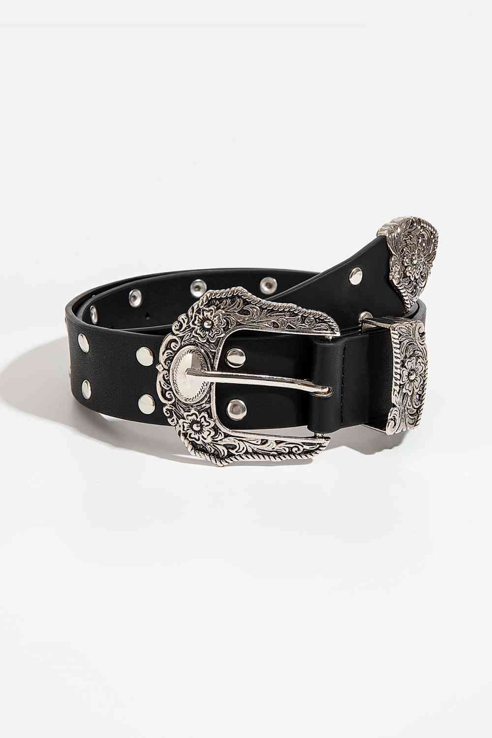 Double Row Studded PU Leather Belt