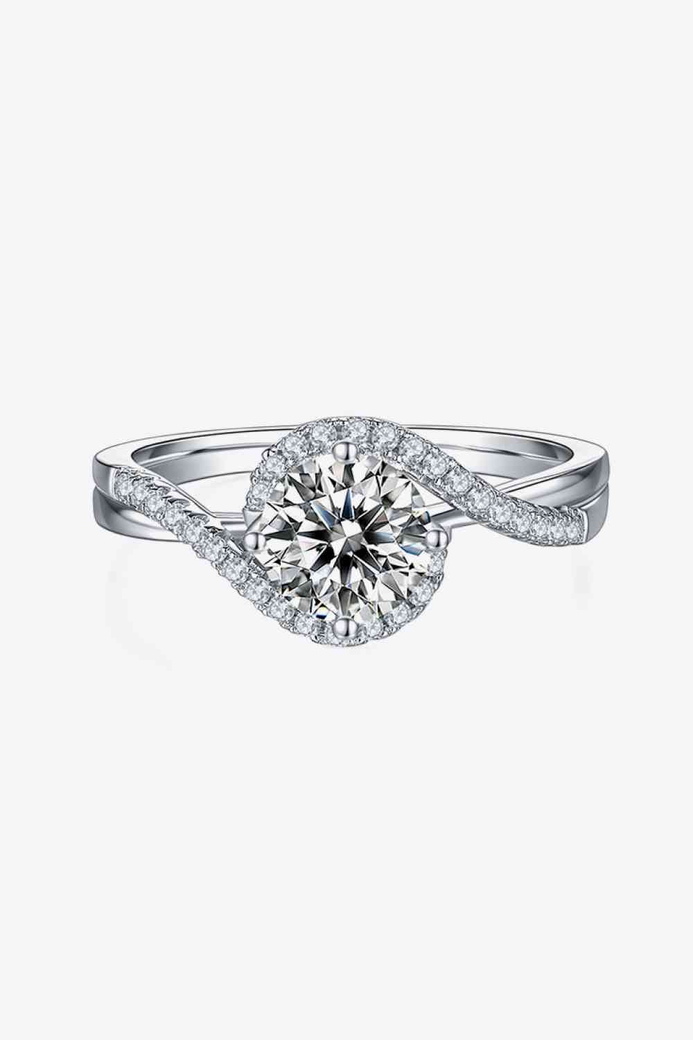 Adored 1 Carat Moissanite 925 Sterling Silver Crisscross Ring