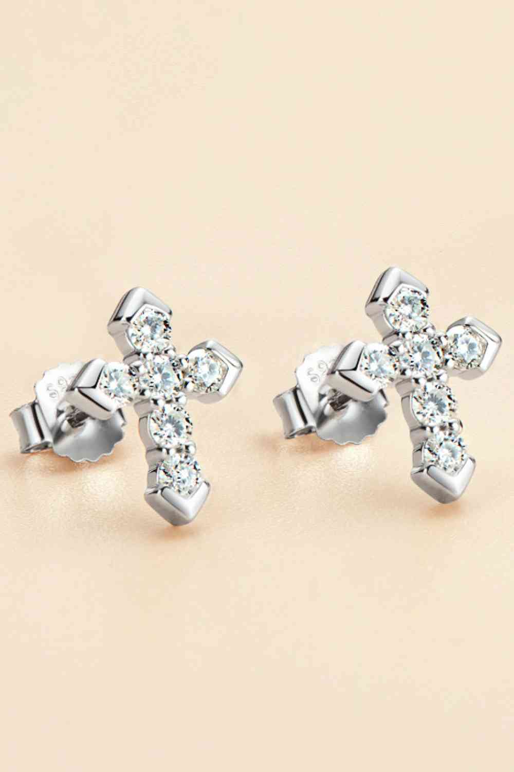 Moissanite Cross Stud Earrings