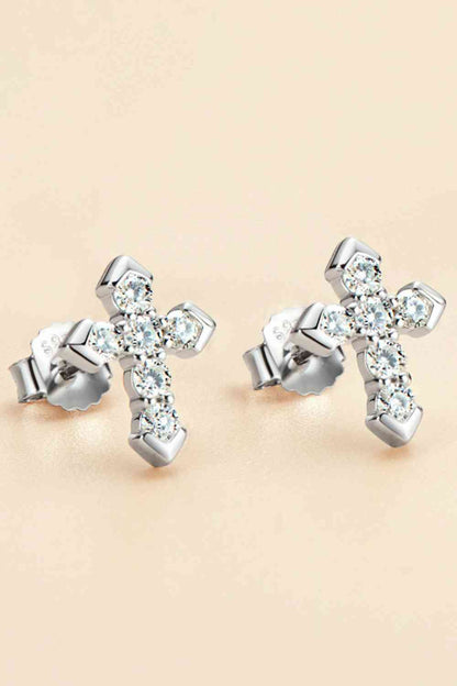 Moissanite Cross Stud Earrings