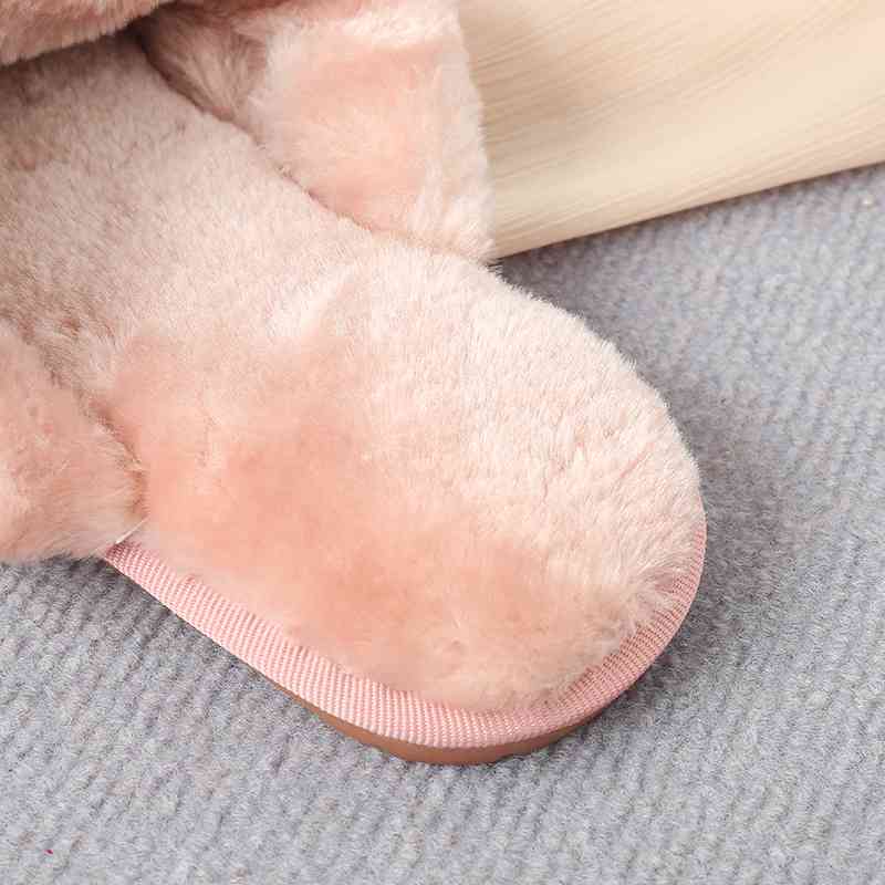 Faux Fur Crisscross Strap Slippers