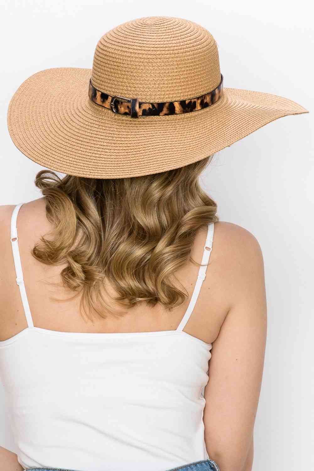 Justin Taylor Printed Belt Sunhat in Beige