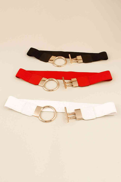 Circle Shape Buckle Zinc Alloy Buckle PU Leather Belt