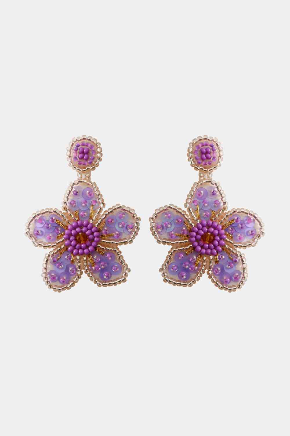 Flower Shape Beaded Dangle Earrings