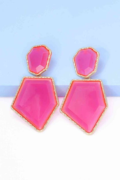 Geometrical Shape Zinc Alloy Frame Resin Dangle Earrings