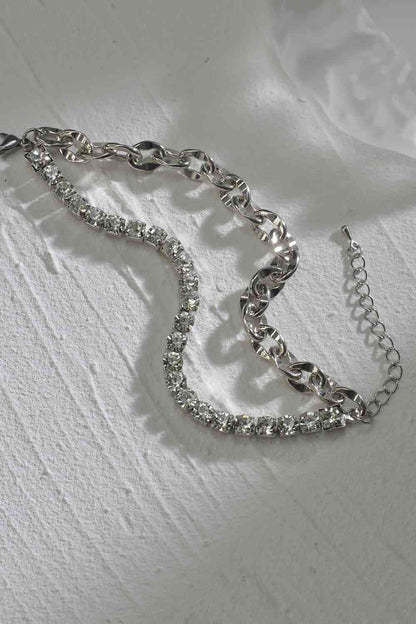 Double-Layered Zircon Decor Alloy Bracelet