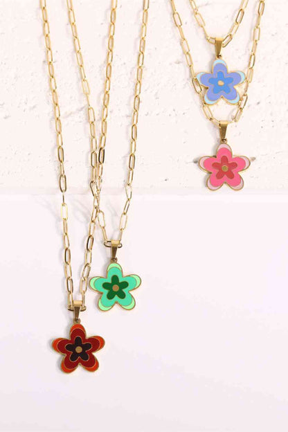 Flower Pendant Stainless Steel Necklace