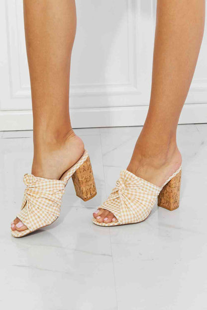 Qupid Freshly Picked Twist Peep Toe Block Heel Mule