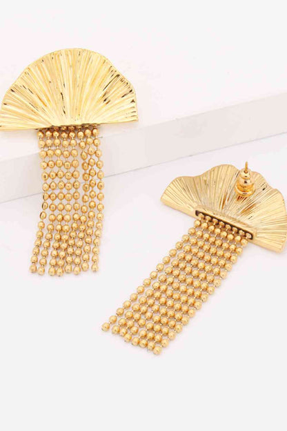 18K Gold Plated Fan Fringe Dangle Earrings