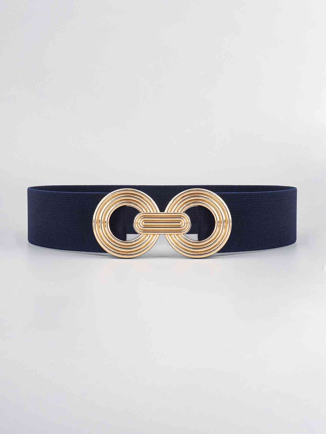 Geometric Buckle Elastic Wide Belt