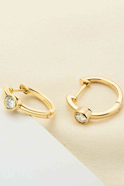 18k Gold-Plated Inlaid Moissanite Huggie Earrings