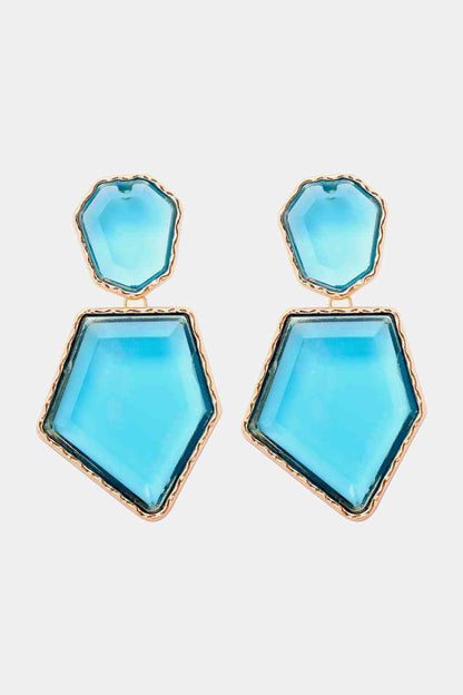 Geometrical Shape Zinc Alloy Frame Resin Dangle Earrings