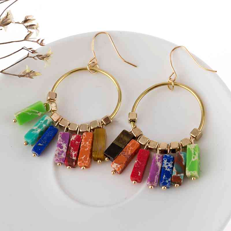 Multicolored Stone Dangle Earrings