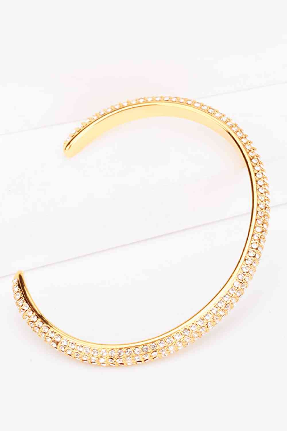 18K Gold-Plated Rhinestone Open Bracelet