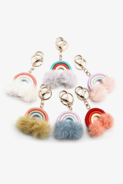 Assorted 4-Pack Rainbow Pom Pom Keychain