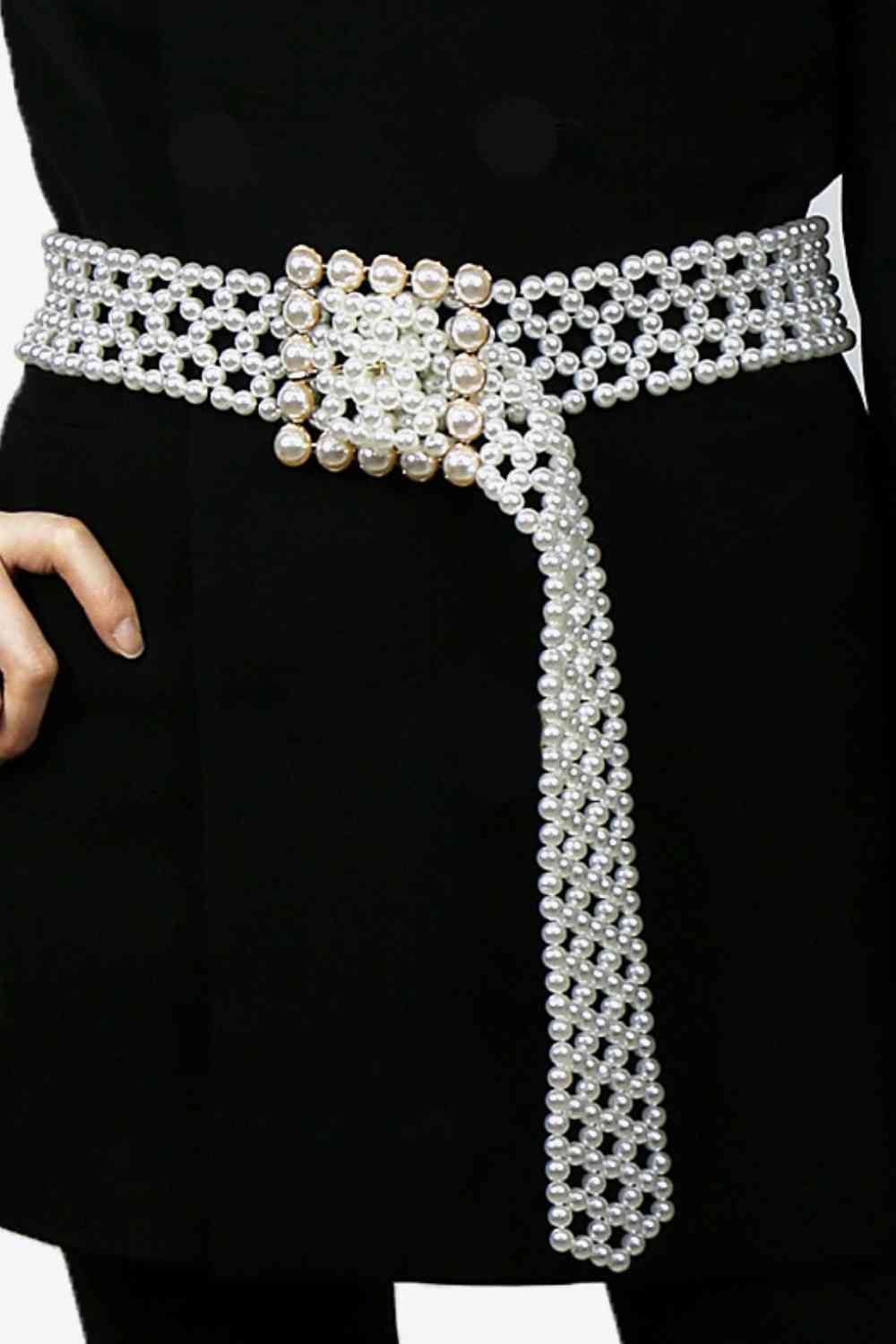 Alloy Buckle Pearl Belt