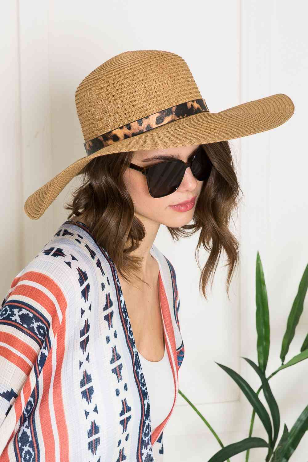 Justin Taylor Printed Belt Sunhat in Beige