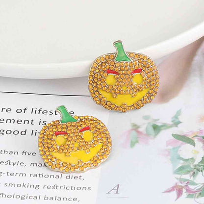 Demon Pumpkin Rhinestone Alloy Earrings