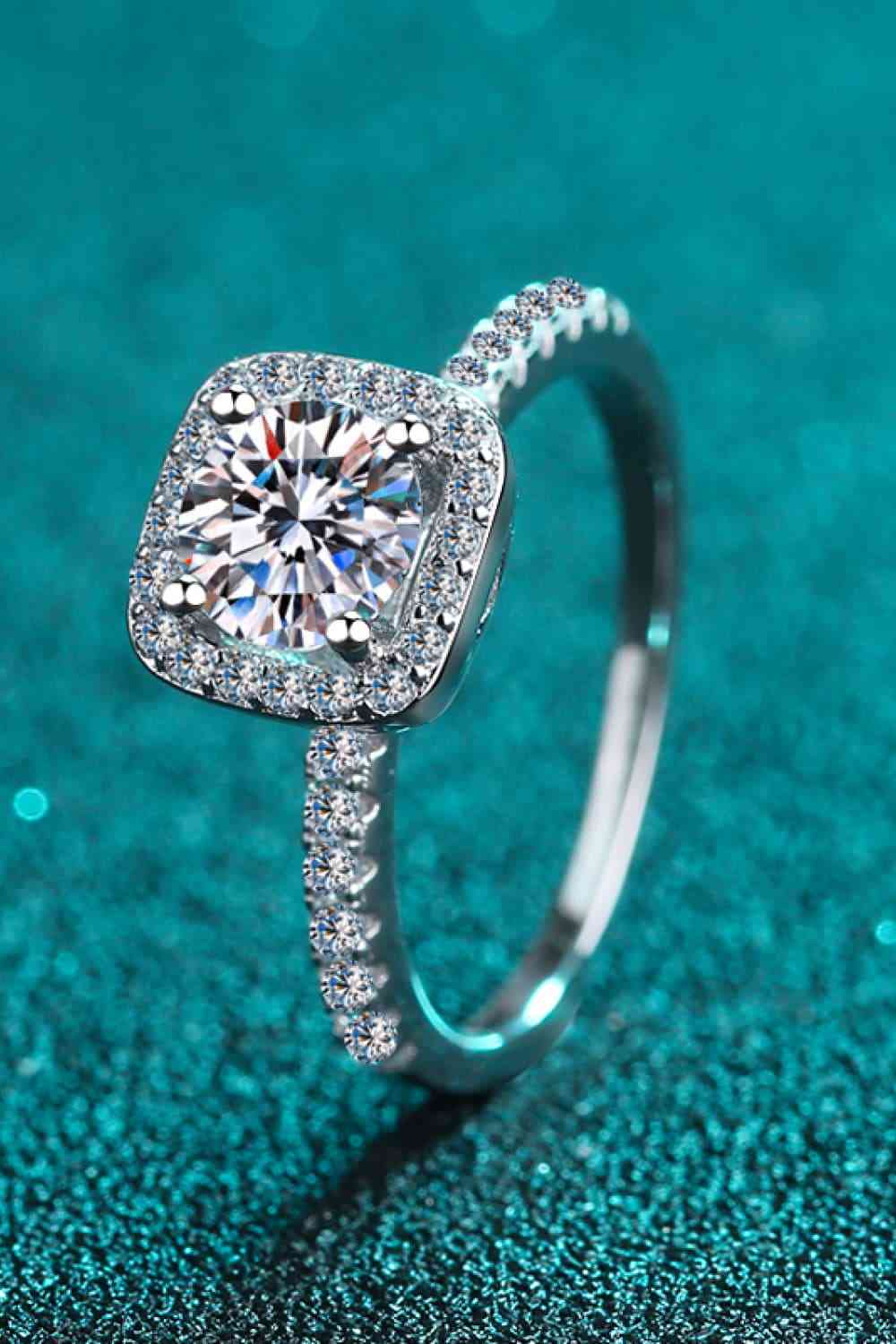 2 Carat Moissanite Square Halo Ring