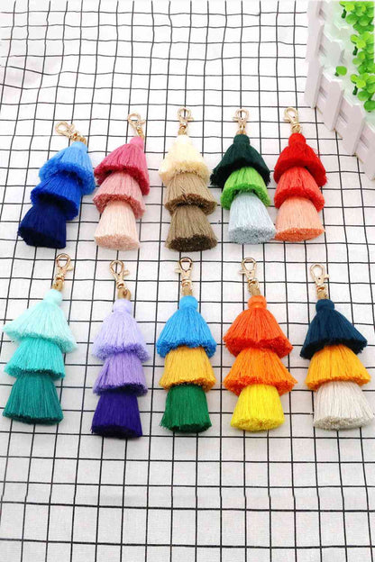 Assorted 4-Pack Multicolored Fringe Keychain