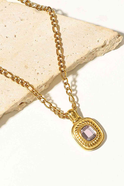 18K Gold Plated Inlaid Rhinestone Pendant Necklace